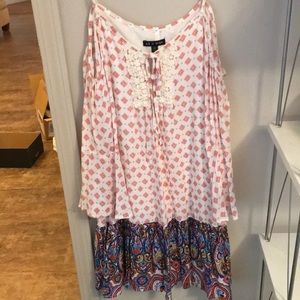 Dress with cold shoulder bell sleeves
